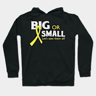 Big Or Small Let's Save Them All Hydrocephalus Awareness Yellow Ribbon Warrior Support Hoodie